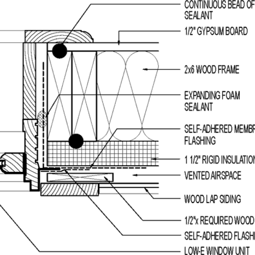Flanged Window at Jamb. Exterior Foam Sheathing (1 1/2 in.) and Furring ...