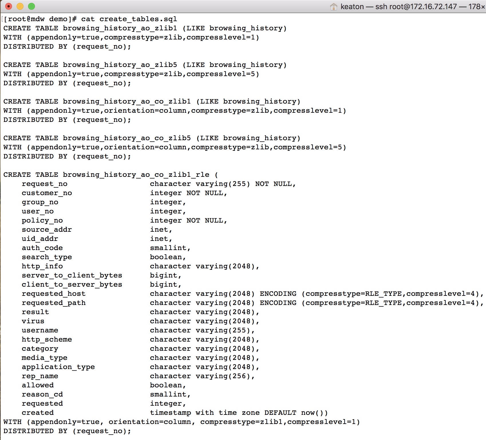 table_defs Greenplum Database