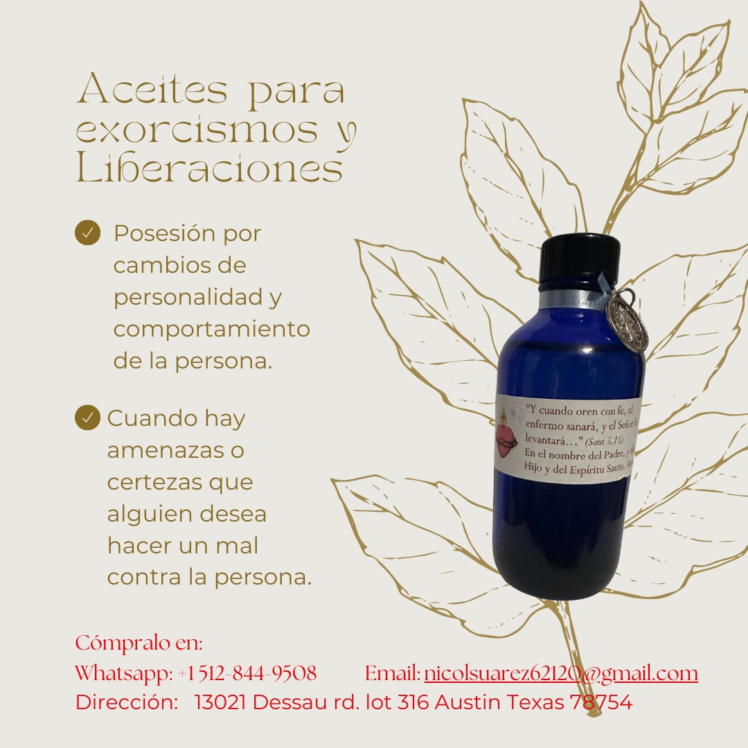 Venta de Aceites, Sal y Agua Bendecidos para Exorcismos y Liberaciones