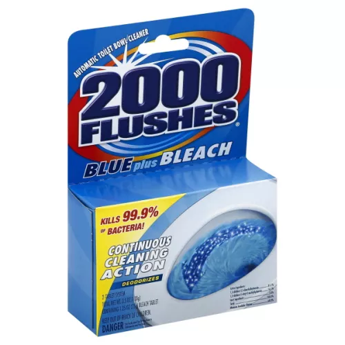 2000 Flushes Toilet Bowl Cleaner, Automatic, Blue Plus Bleach