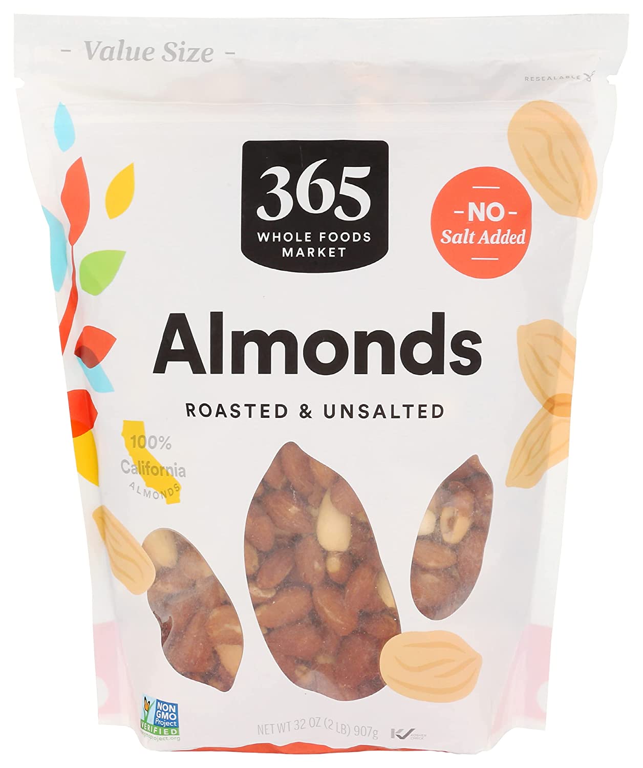 365 by Whole Foods Market, Almond Roasted & Unsalted Value Size, 32 Ounce