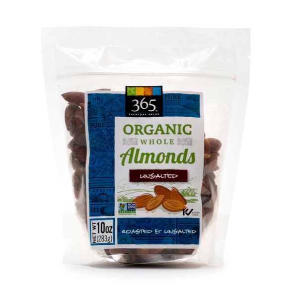 365 by Whole Foods Market, Almonds Roasted Unsalted Organic, 10 Ounce