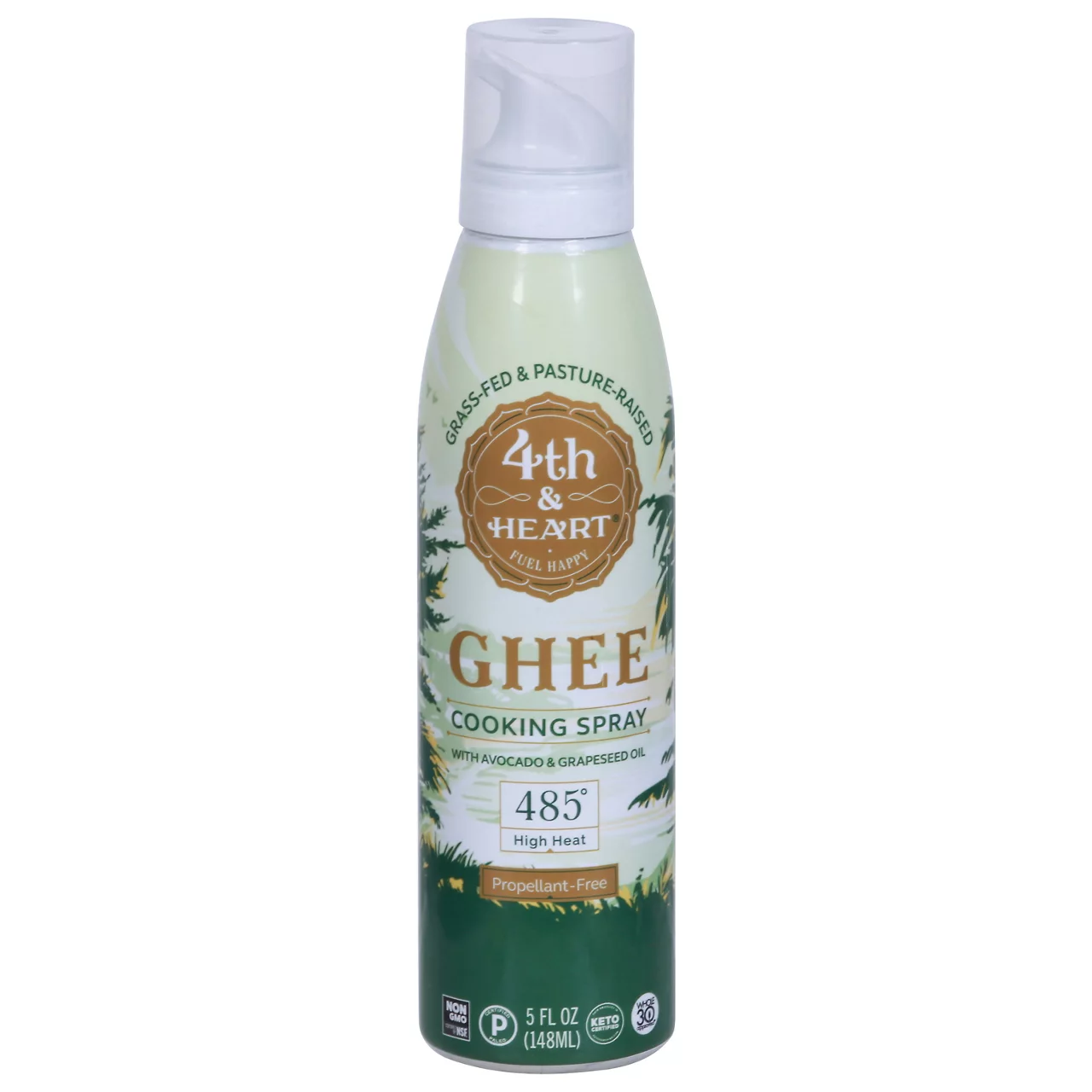 4th & Heart Original Ghee Oil Cooking Spray, 5 Ounce, Non-Stick High Heat Blend of Grass-fed Ghee, Avocado, and Grapeseed Oils, Keto, Pasture Raised, Lactose Free, Certified Paleo