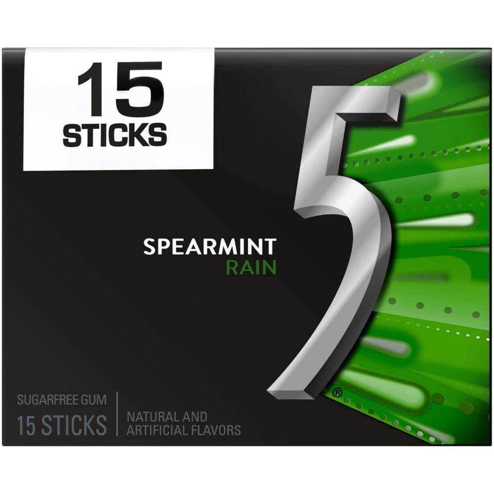 5 Gum Spearmint Rain Sugar Free Chewing Gum Piece Single