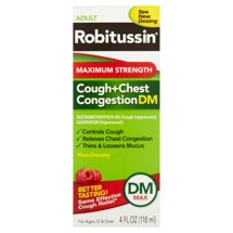 Robitussin Syrup Adult Dm Max Maximum Strength Liquid Cough Suppressant ...