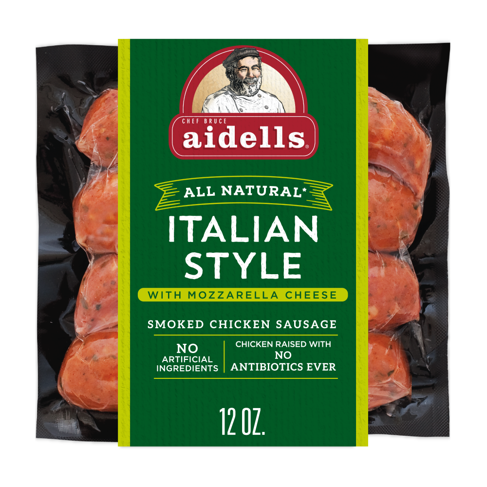Aidells Smoked Chicken Sausage Links Italian Style with Mozzarella Cheese 4 Count
