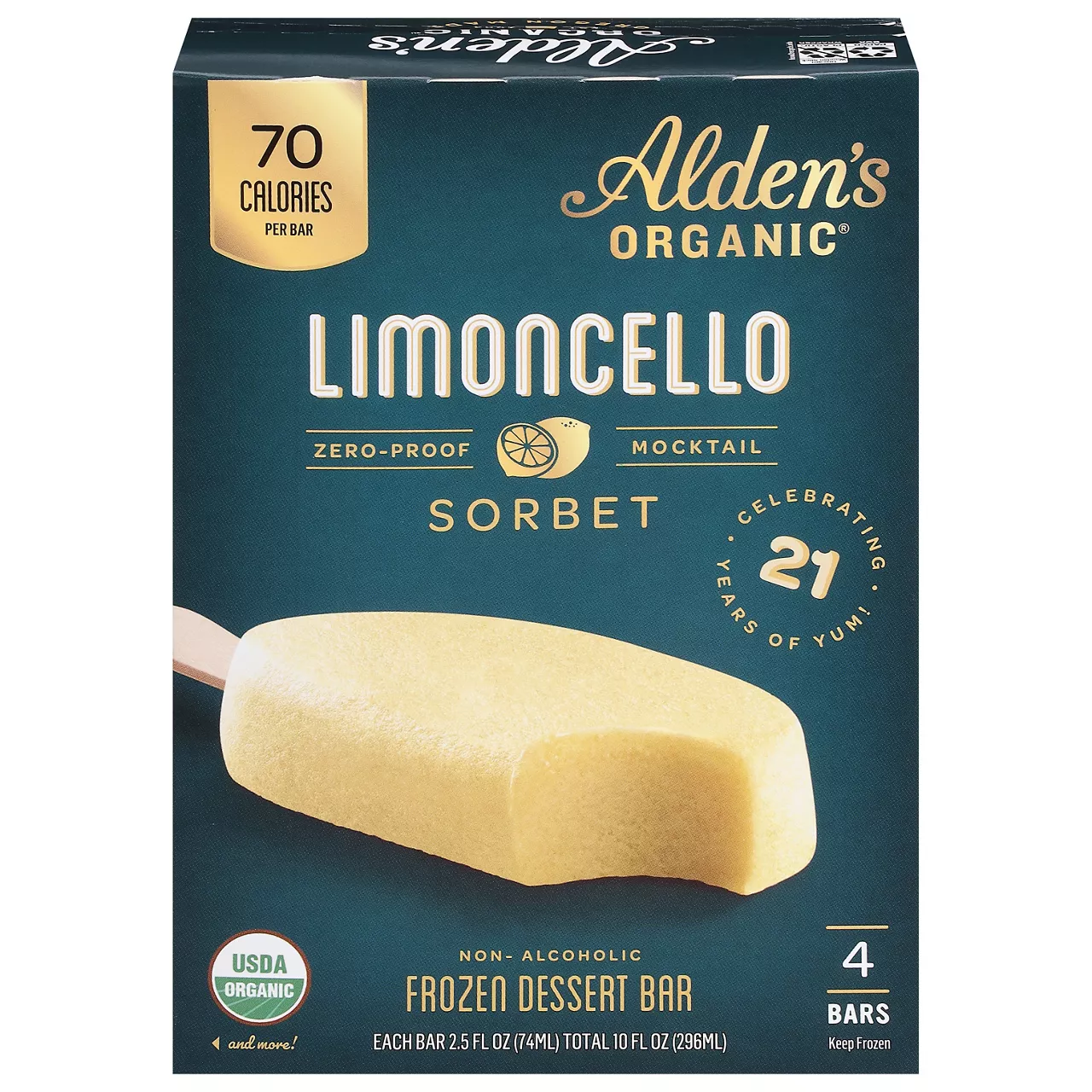 Alden's Organic Organic Limoncello Sorbet Dessert Bars 4 Pack