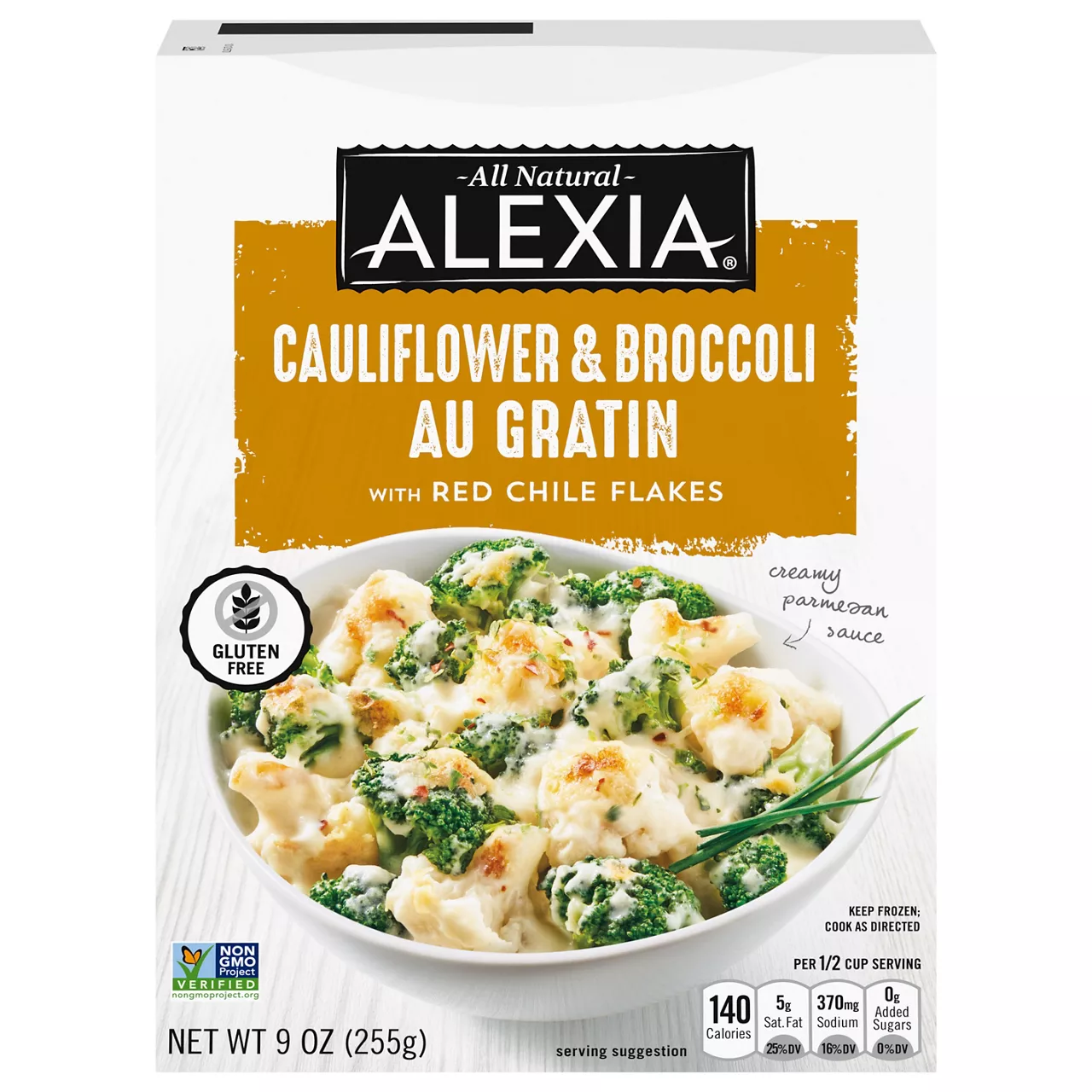 Alexia Cauliflower And Broccoli Au Gratin With Red Chile Flakes