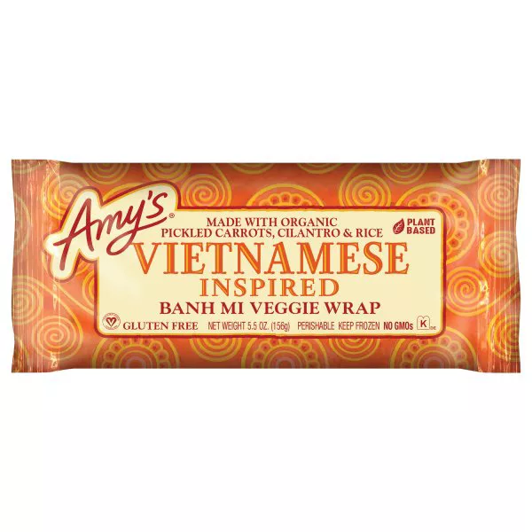 Amy's Frozen Meals, Vegan Vietnamese Inspired Bahn Mi Wrap, Made With Organic Pickled Carrots, Cilantro & Rice, Gluten Free Microwave Meals