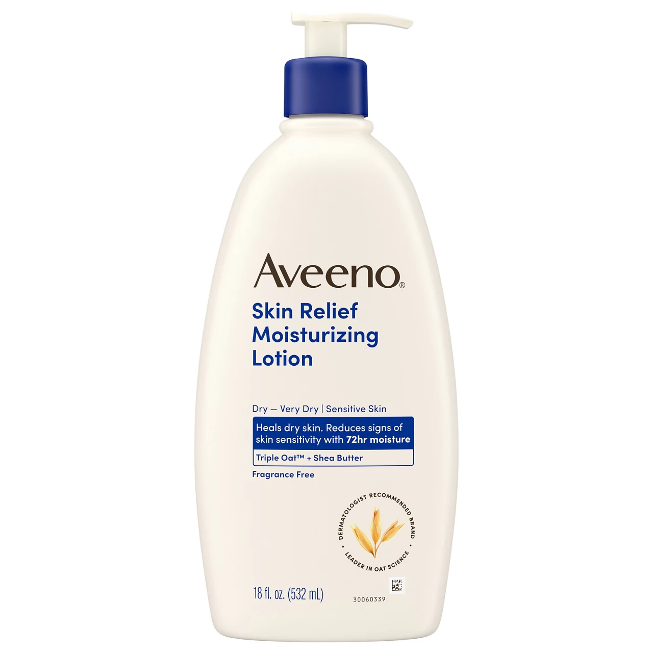 Aveeno Skin Relief Moisturizing Lotion for Very Dry Skin with Soothing Triple Oat & Shea Butter Formula, Dimethicone Skin Protectant Helps Heal Itchy, Dry Skin, Fragrance-Free