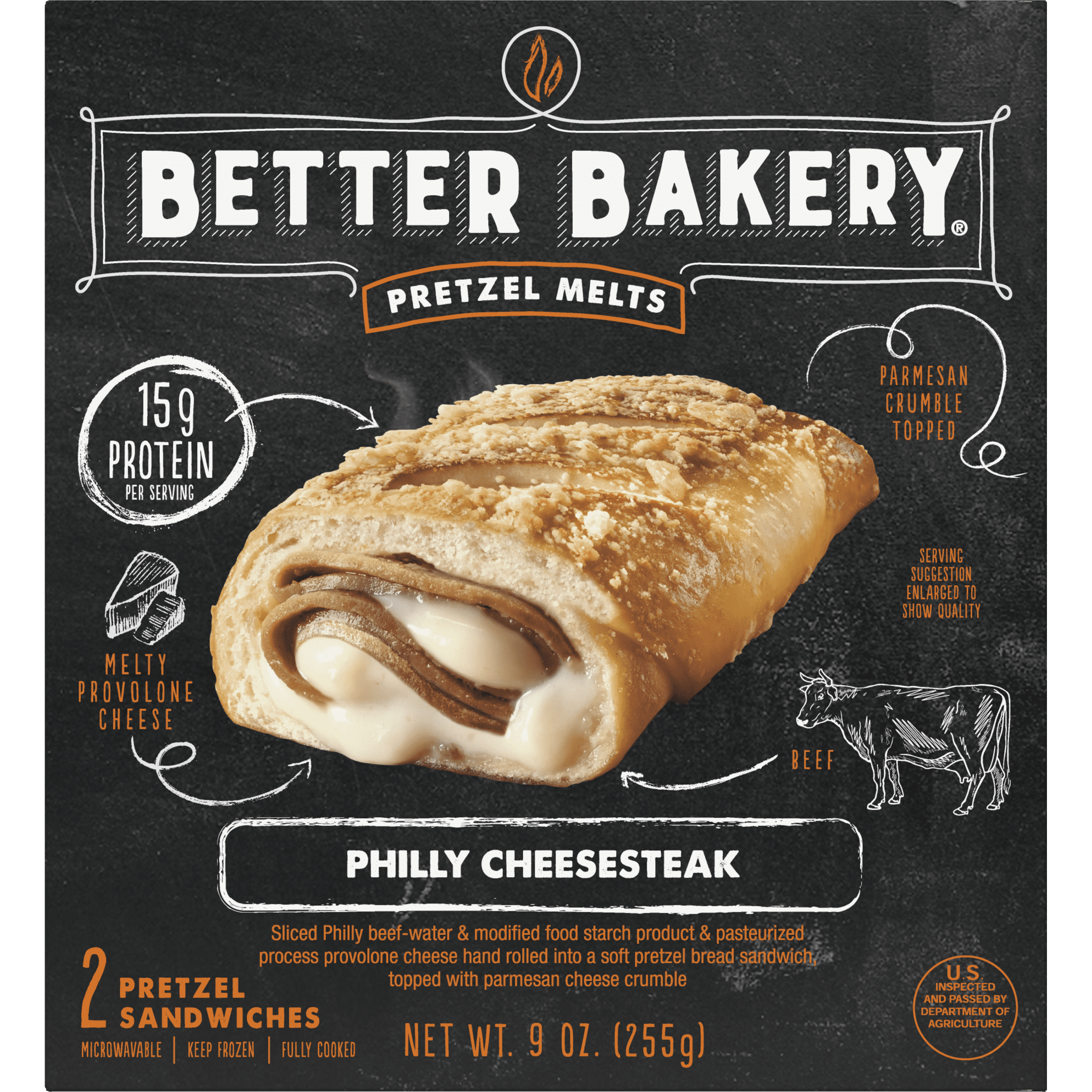 Better Bakery Philly Cheesesteak Frozen Pretzel Melts
