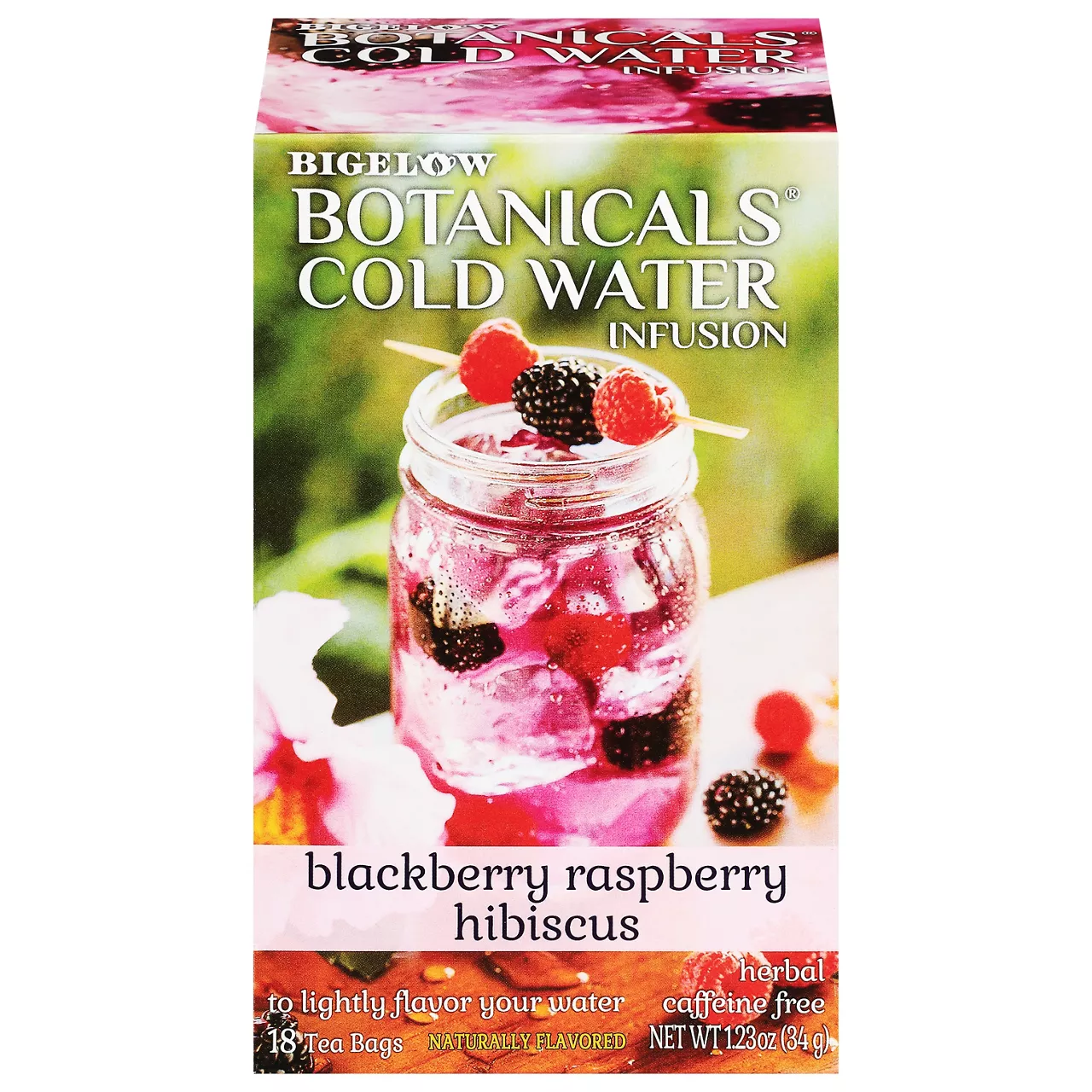 Bigelow Botanicals Cold Water Infusion Blackberry Raspberry Hibiscus Tea Bags 18 Count Box , Herbal Infusion, Caffeine Free, 18 Tea Bags Total