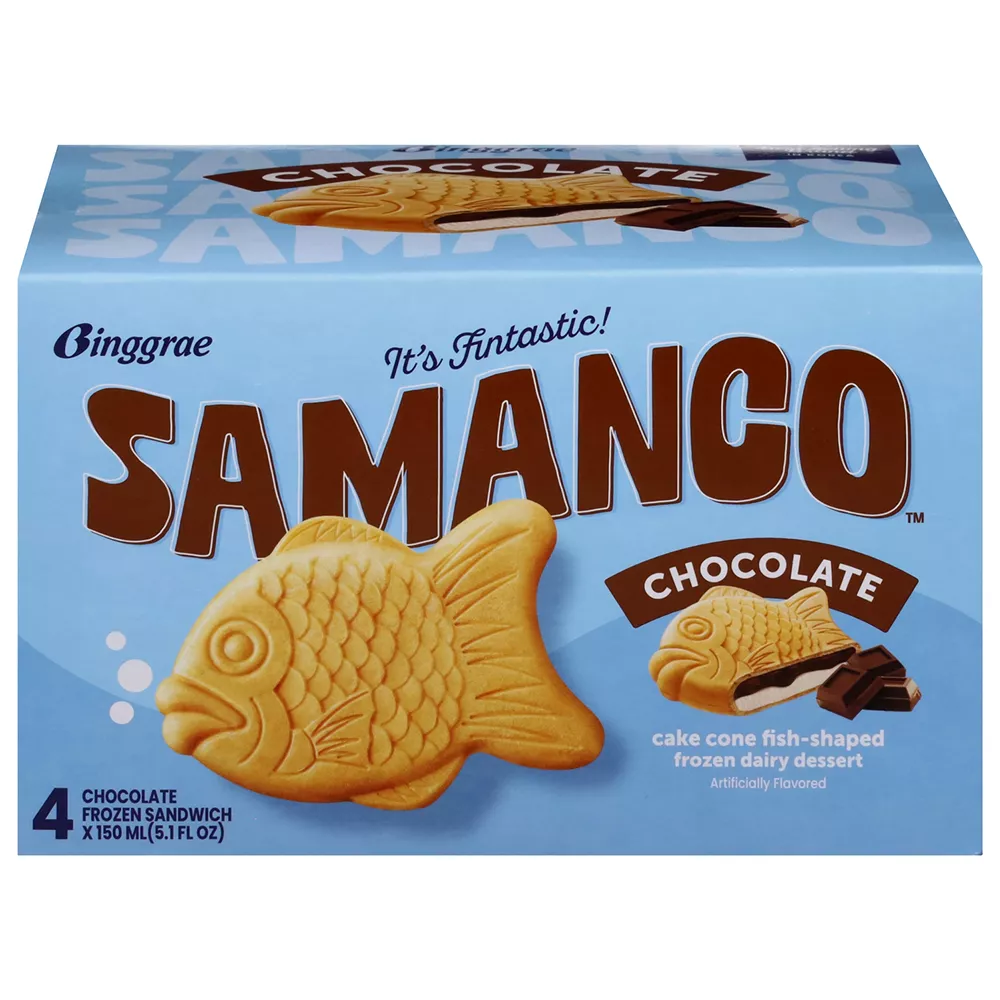 Samanco Cake Cone Fish-Shaped Chocolate Frozen Dairy Dessert