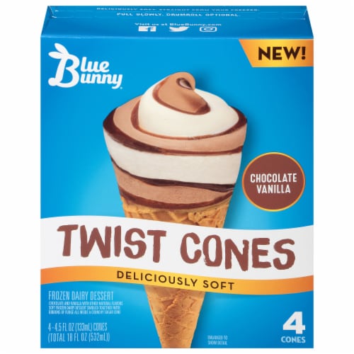 Blue Bunny Twist Chocolate Vanilla Cone, 4CT,4.5OZ