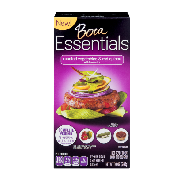4 Veggie, Grain & Soy Protein Burgers, Roasted Vegetables & Red Quinoa With Brown Rice