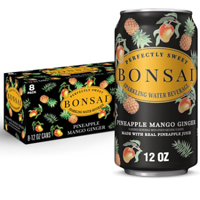 Bonsai Mango Pineapple Ginger Sweetened Sparkling Water Cans - 8