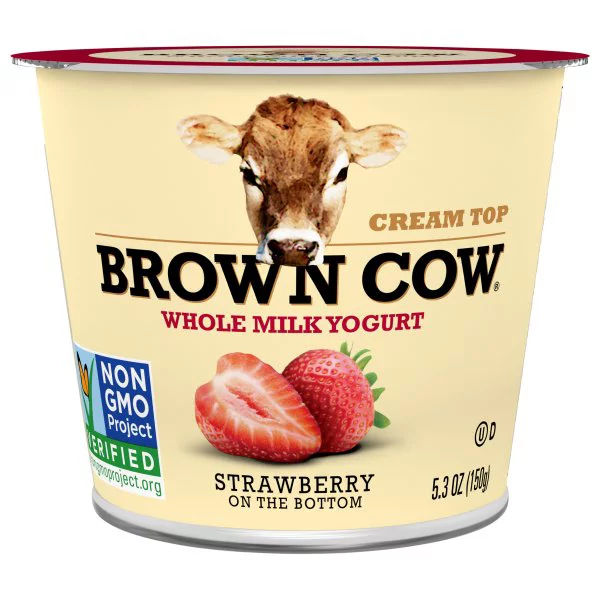 Brown Cow Cream Top Strawberry on the Bottom Whole Milk Yogurt