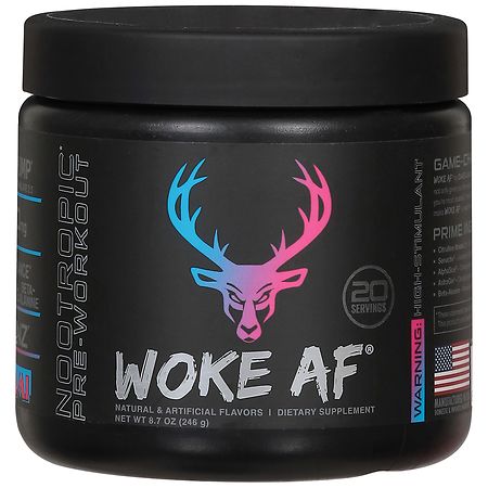 Bucked Up Woke AF Pre-Workout Powder, Increased Energy, Miami, 333mg Caffeine, 20 Servings