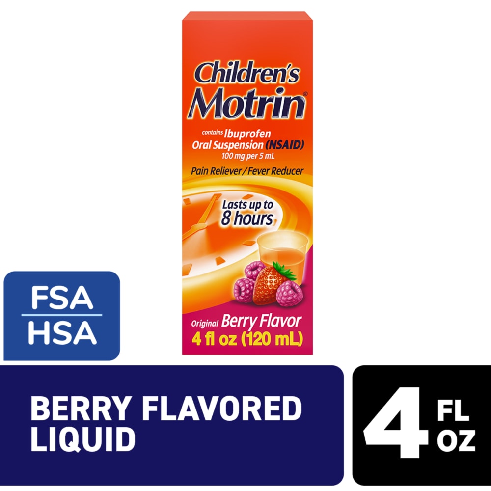 Children's Motrin Ibuprofen Oral Suspension, Fever Reducer/Pain Reliever, Berry Liquid