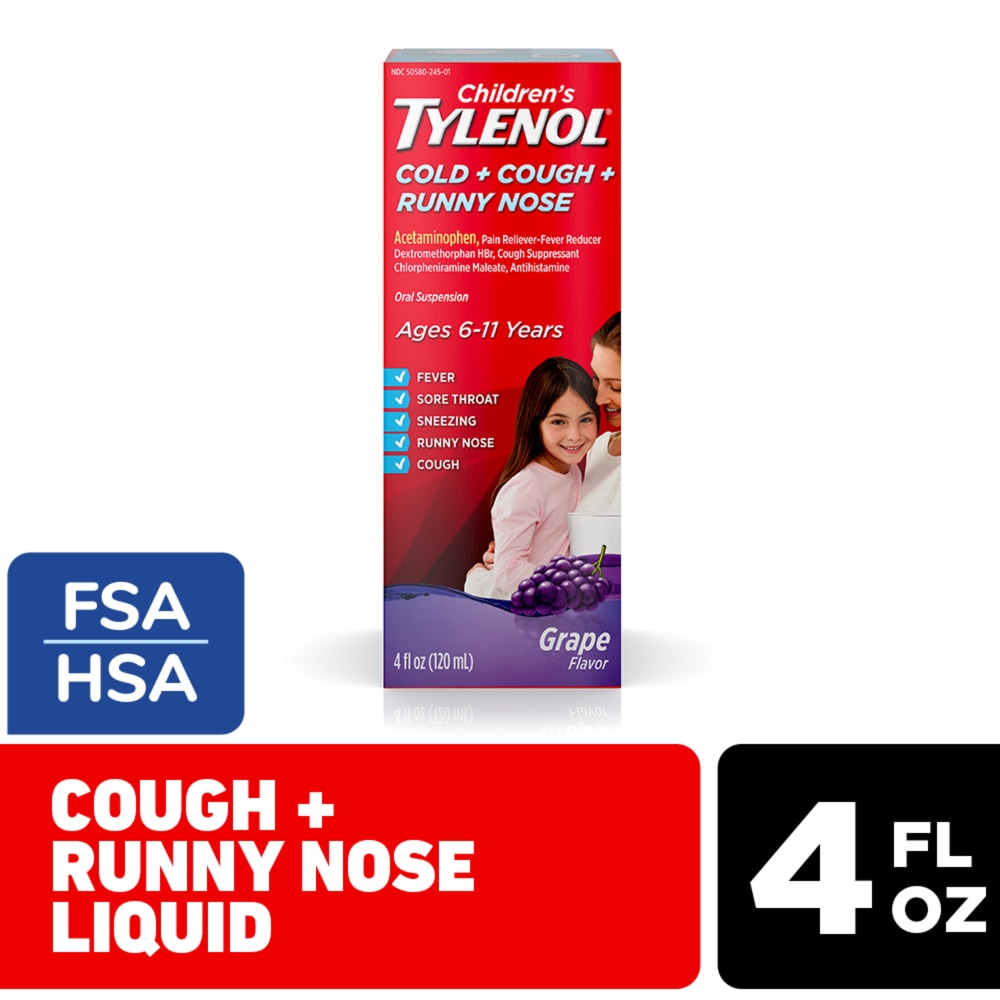 Children's Tylenol Cold + Cough + Runny Nose Medicine, Grape