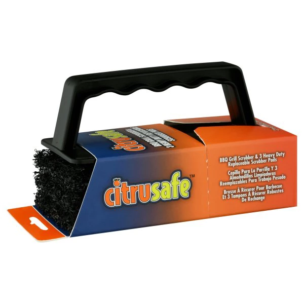 Citrusafe BBQ Grill Scrubber & Heavy Duty Replaceable Scrubber Pads, 3 Count