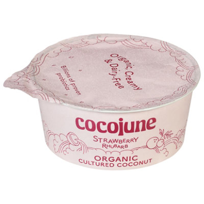 Cocojune Strawberry Rhubard Dairy Free Organic Cultured Coconut Yogurt