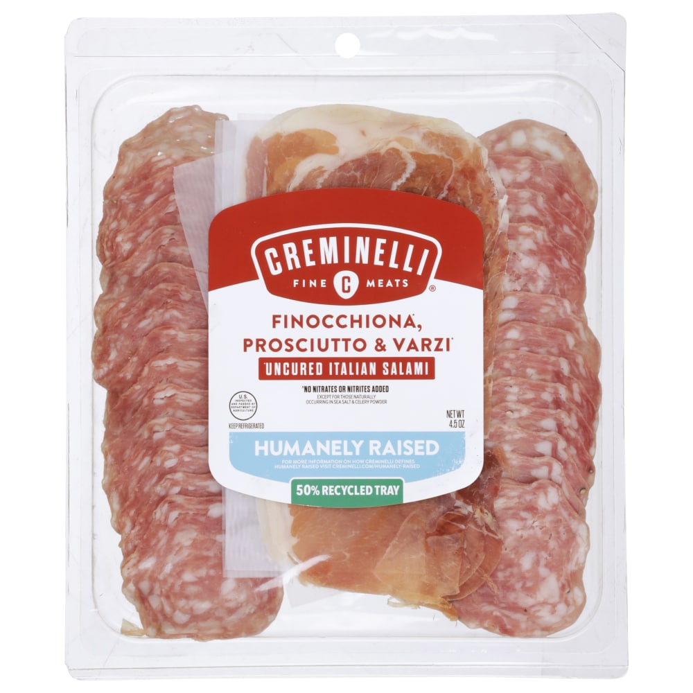 Creminelli Fine Meats® Uncured Italian Finocchiona Proscuitto & Varzi Salami Tray