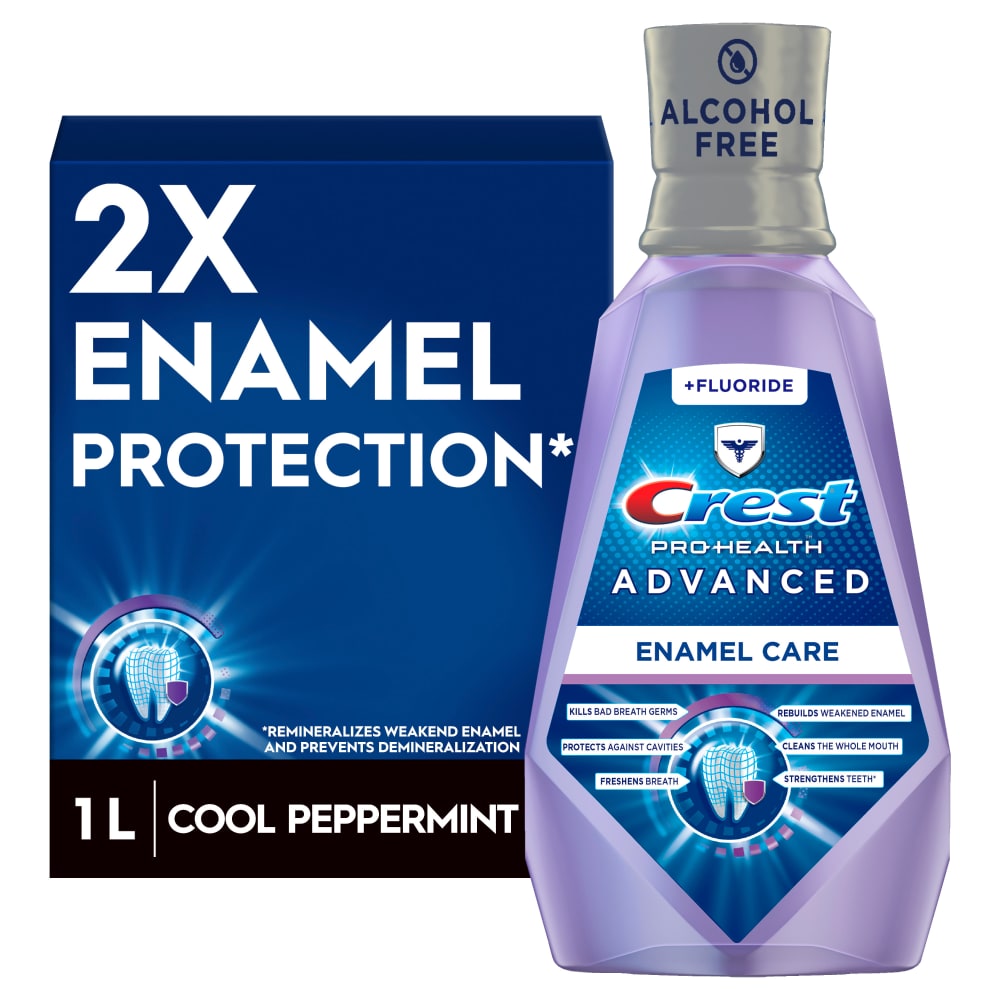 Crest Pro-Health Advanced Enamel Care Mouthwash/ Mouth Rinse, Alcohol Free, Rebuilds Weakened Enamel Mint