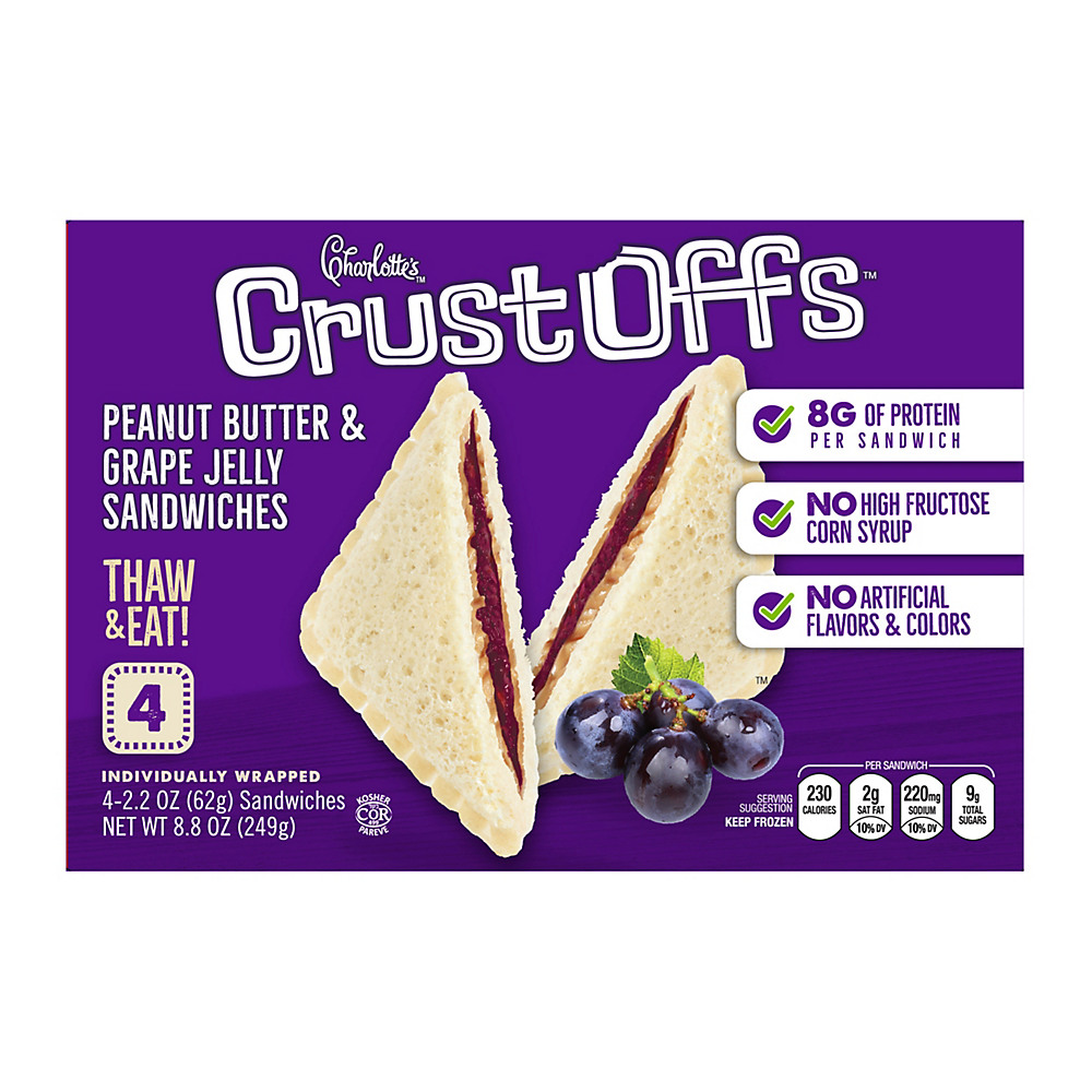 Charlotte's Crustoffs Frozen Sandwiches - Peanut Butter & Grape Jelly