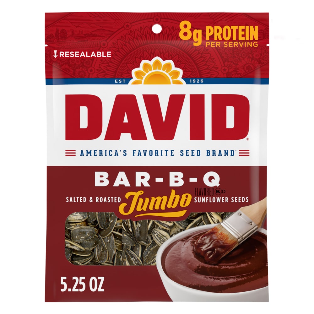 DAVID Seeds Roasted & Salted Bar-B-Q Jumbo Sunflower Seeds, Keto Friendly
