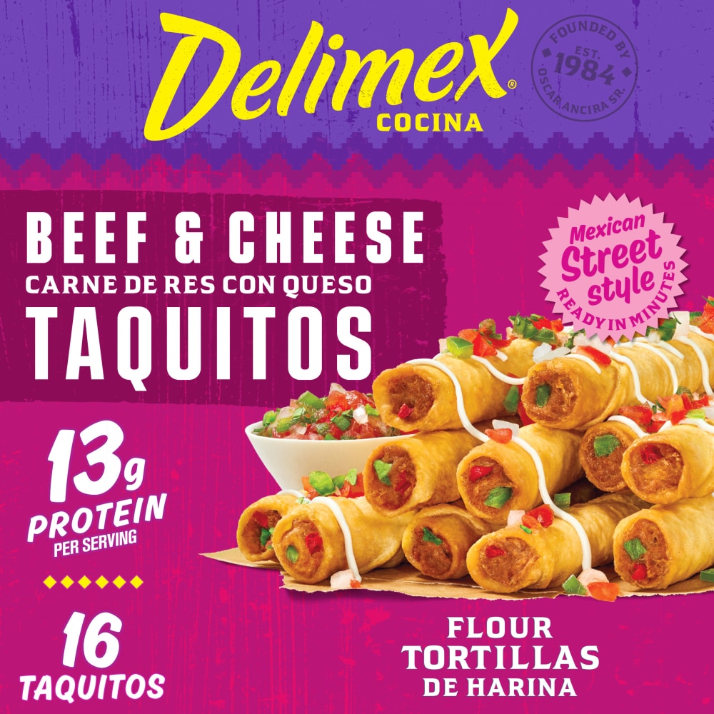 Delimex Beef & Cheese Taquitos Frozen Snacks, Box