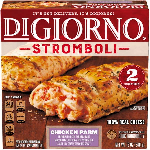 Chicken Parm Premium Chicken, Parmesan And Mozzarella Cheeses & Zesty Signature Sauce In A Crispy Seasoned Crust Stromboli, Chicken Parm
