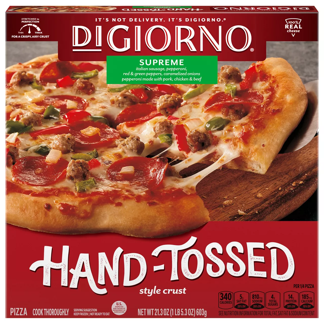 Supreme Speciale Italian Sausage, Premium Pepperoni, Red & Green Peppers, Caramelized Onions Hand-Tossed Style Crust Pizza, Supreme Speciale