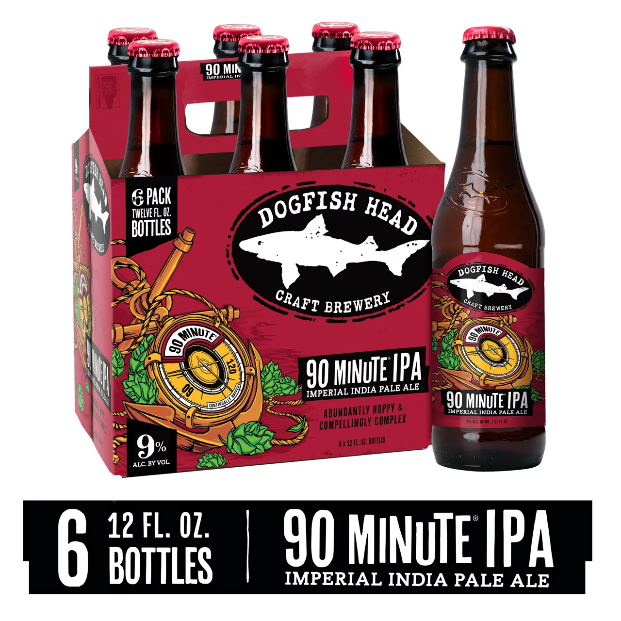 Dogfish Head 90 Minute IPA Craft Beer, 6 Pack