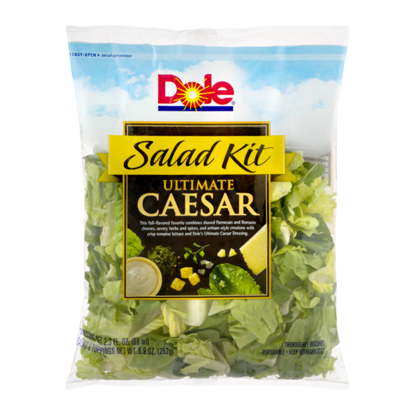 Ultimate Caesar Romaine Lettuce, Artisan-Style Croutons, Caesar Dressing, Shaved Parmesan Romano, Spices, Black Pepper Premium Kit, Ultimate Caesar