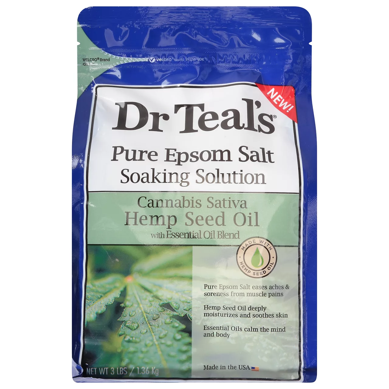 Dr Teal's Cannabis Hemp Seed Oil With Essential Oil Blend Pure Epsom Salt Soaking Solution