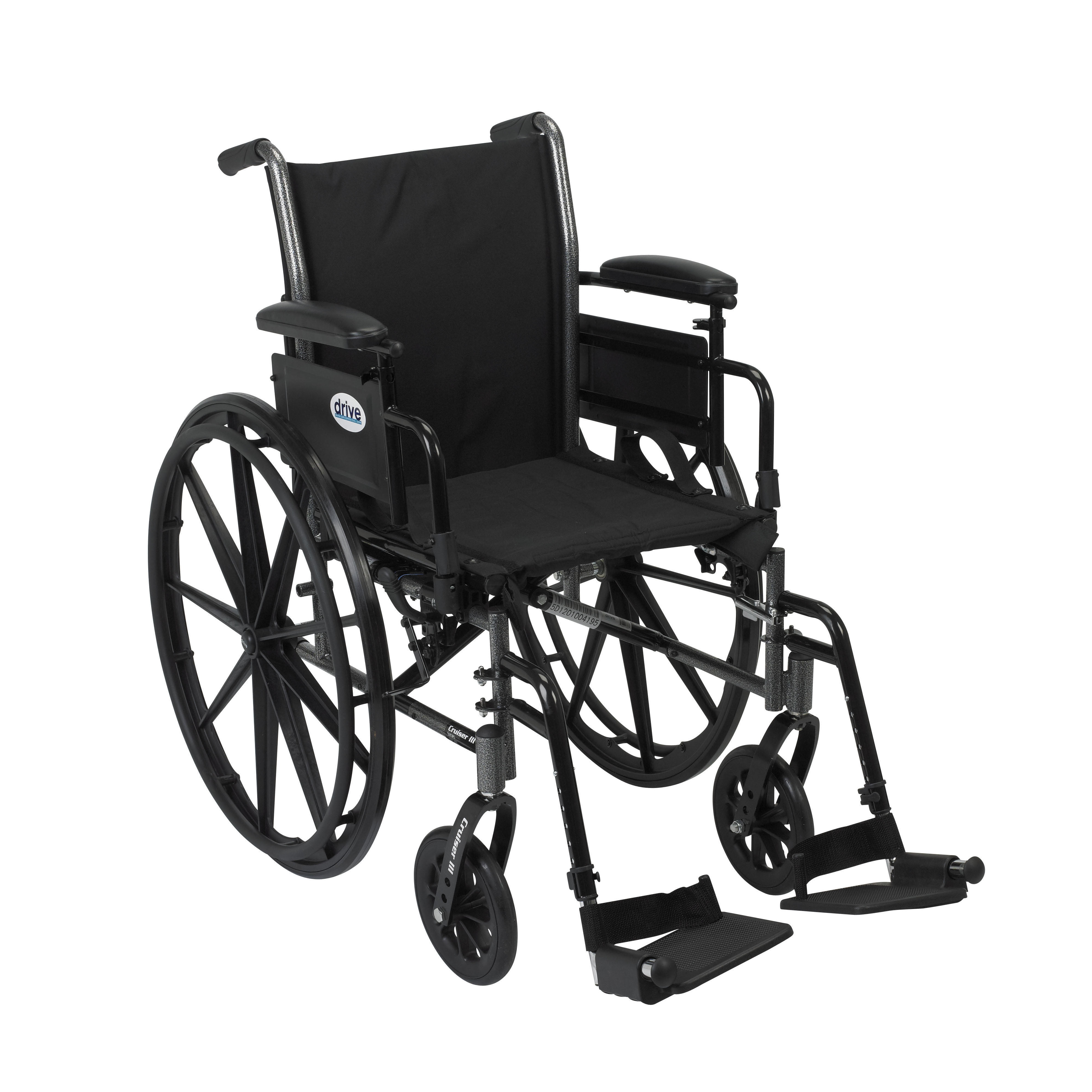 Drive Medical Cruiser III Wheelchair, Flip Back, Removable Adjustable Desk Arms 18" Seat Black