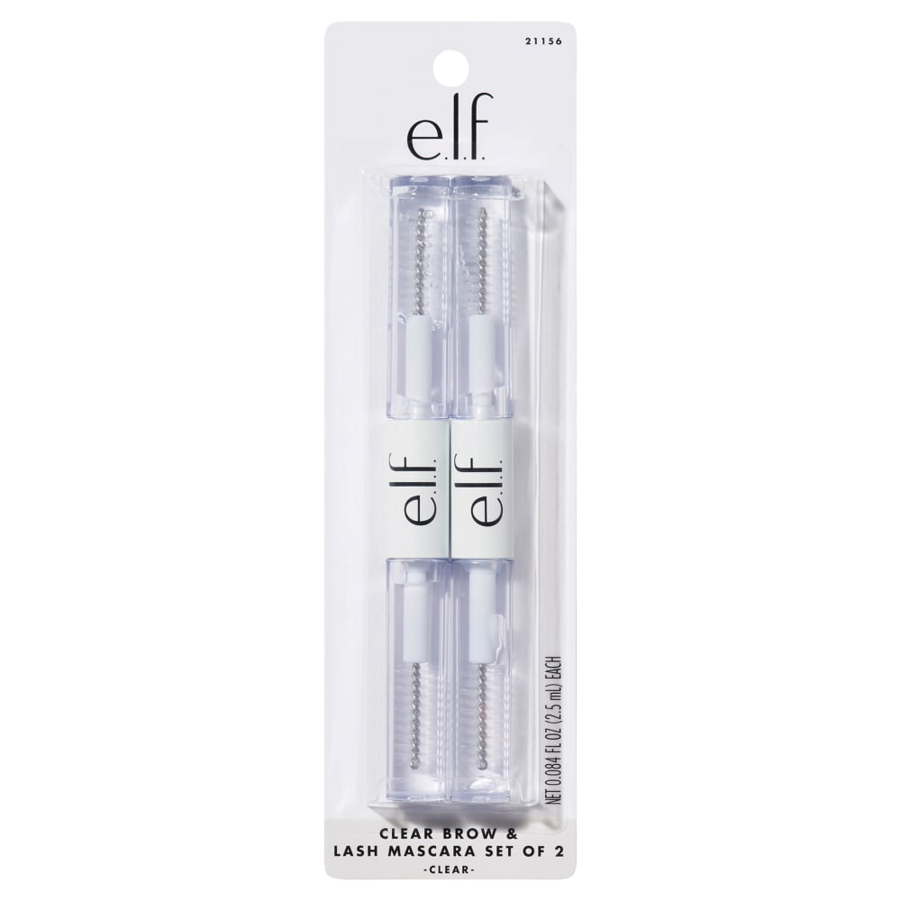 e.l.f. Clear Lash & Brow Mascara 2-Pack, Conditioning Clear Brow & Lash Gel For Grooming, Defining & Separating, Long-Lasting, Vegan & Cruelty-Free