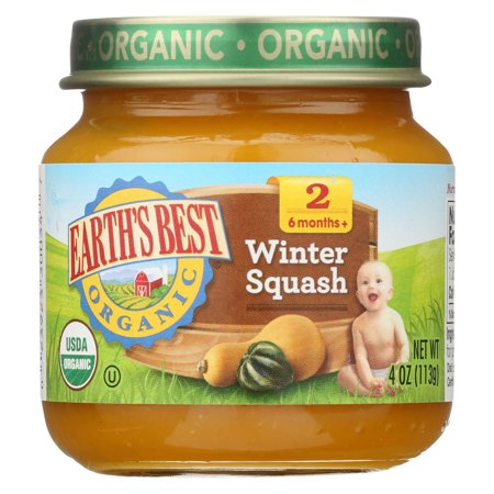 Earth's Best Organic Baby Food Jars, Stage 1 Vegetable Puree for Babies 4 Months and Older, Organic Winter Squash