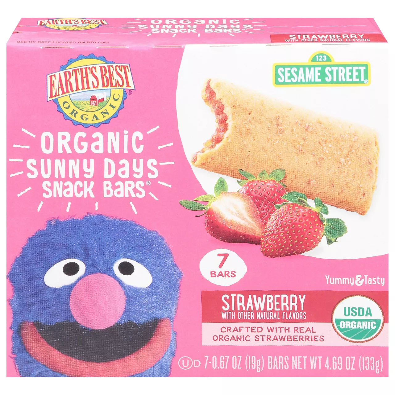 Earth's Best Snack Bars, Sunny Days, Organic, Strawberry, Sesame Street