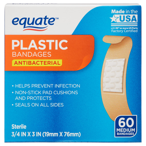 Equate Plastic Bandages 3/4" 60ct