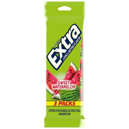 Extra Sweet Watermelon Sugarfree Gum, multipack, 15 Count