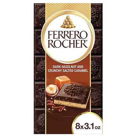 Ferrero Rocher Premium Chocolate Bar, Dark Chocolate Hazelnut and Crunchy Salted Caramel
