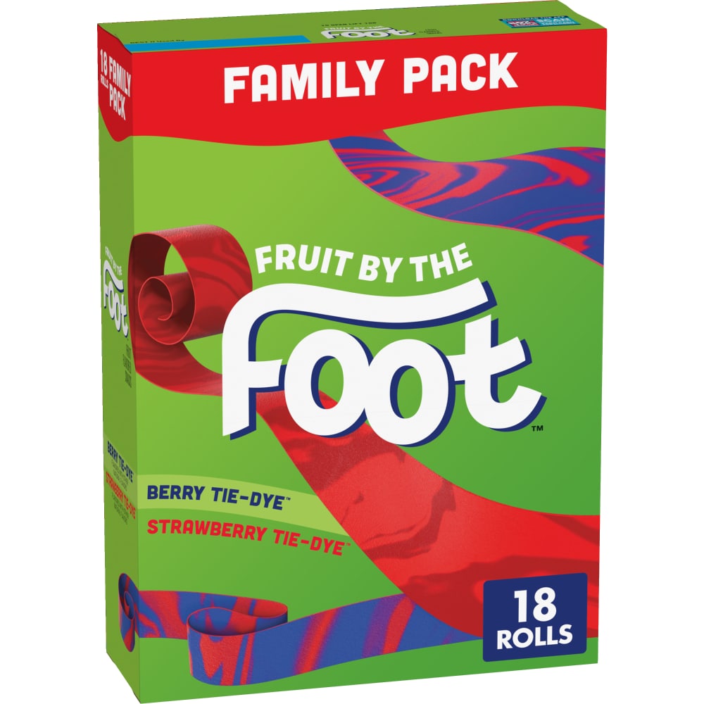 Fruit By The Foot Fruit Flavored Snacks, Berry Tie-Dye & Strawberry Tie-Dye, Family Pack, 18 Rolls