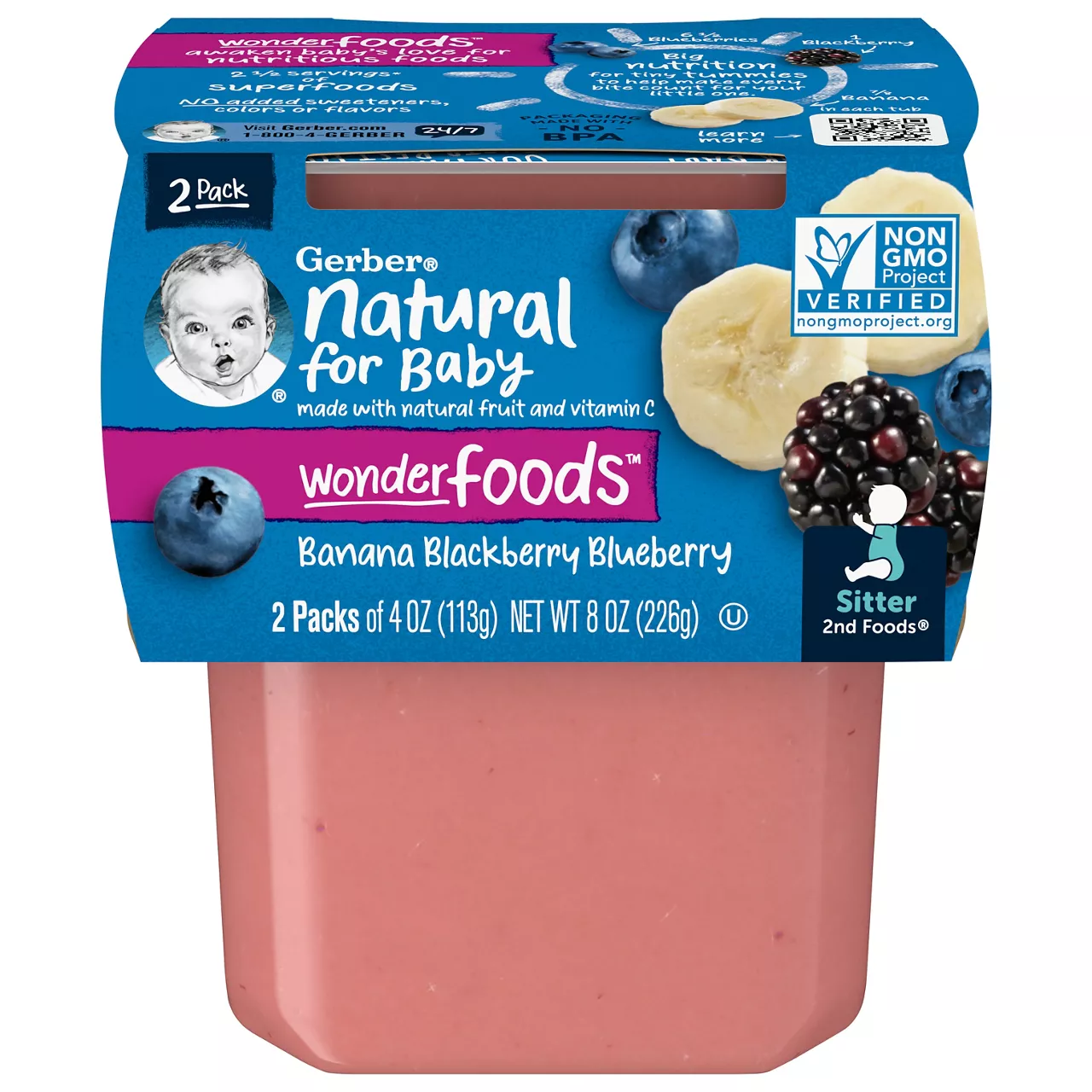 Gerber 2nd Foods Banana Blackberry Blueberry Baby Food