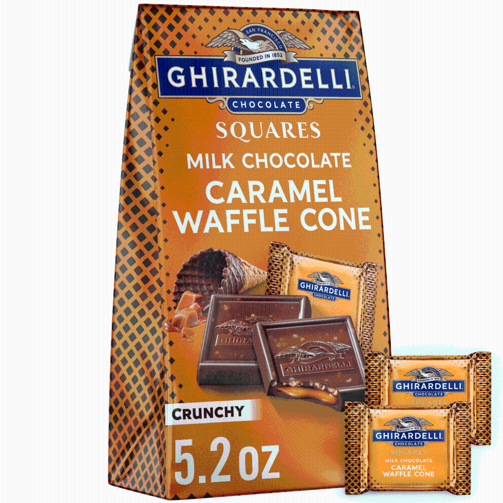 Ghirardelli Milk Chocolate Candy SQUARES with Caramel Waffle Cone Filling