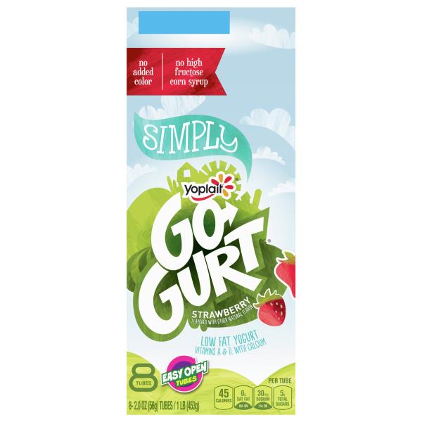 Yoplait Simply Go-Gurt Kids Gluten Free Strawberry Yogurt Pouches