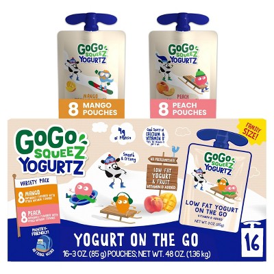 GoGo Squeez Yogurtz, Mango/Peach, Family Size, Variety Pack