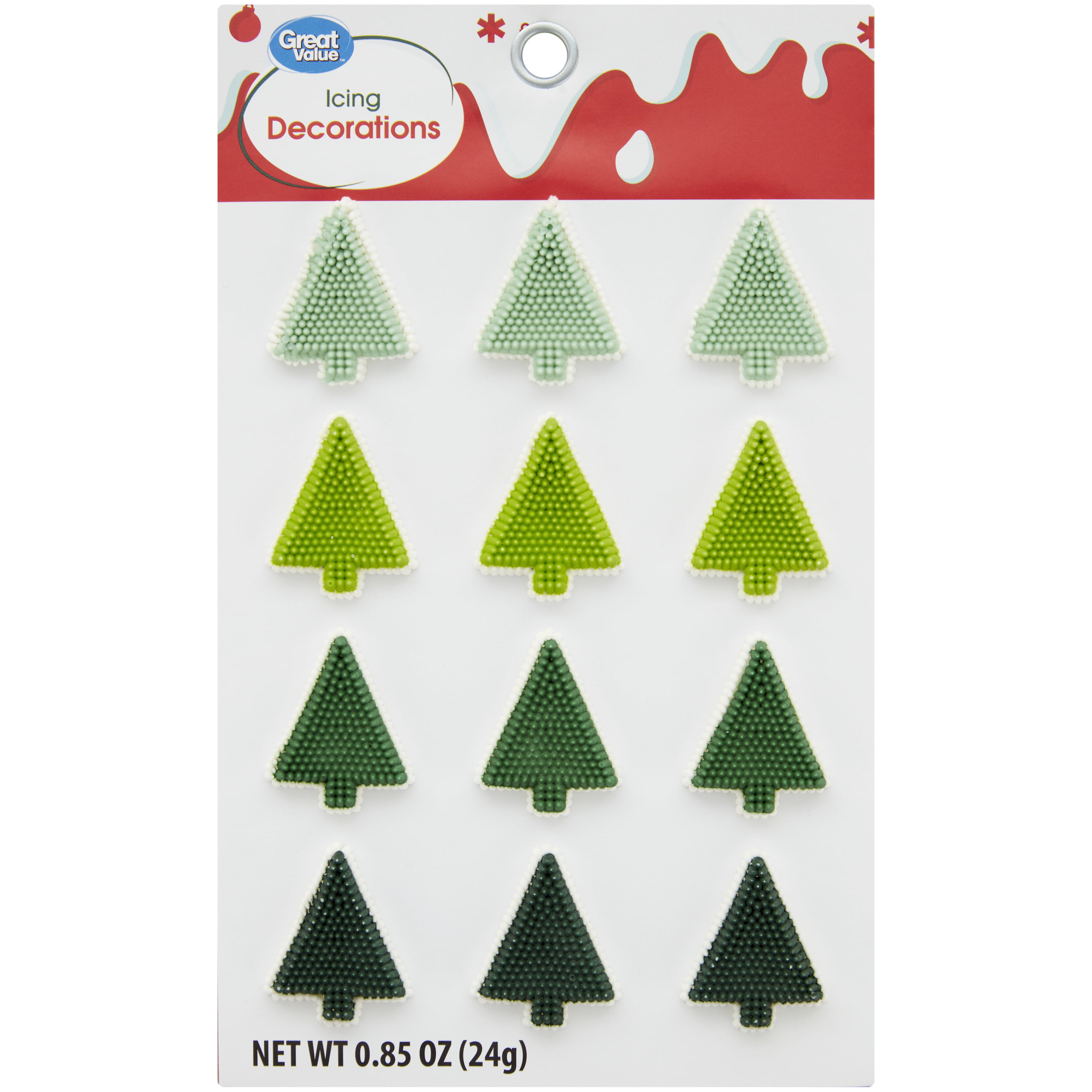 Great Value Green Trees Dot Matrix Royal Icing Decorations