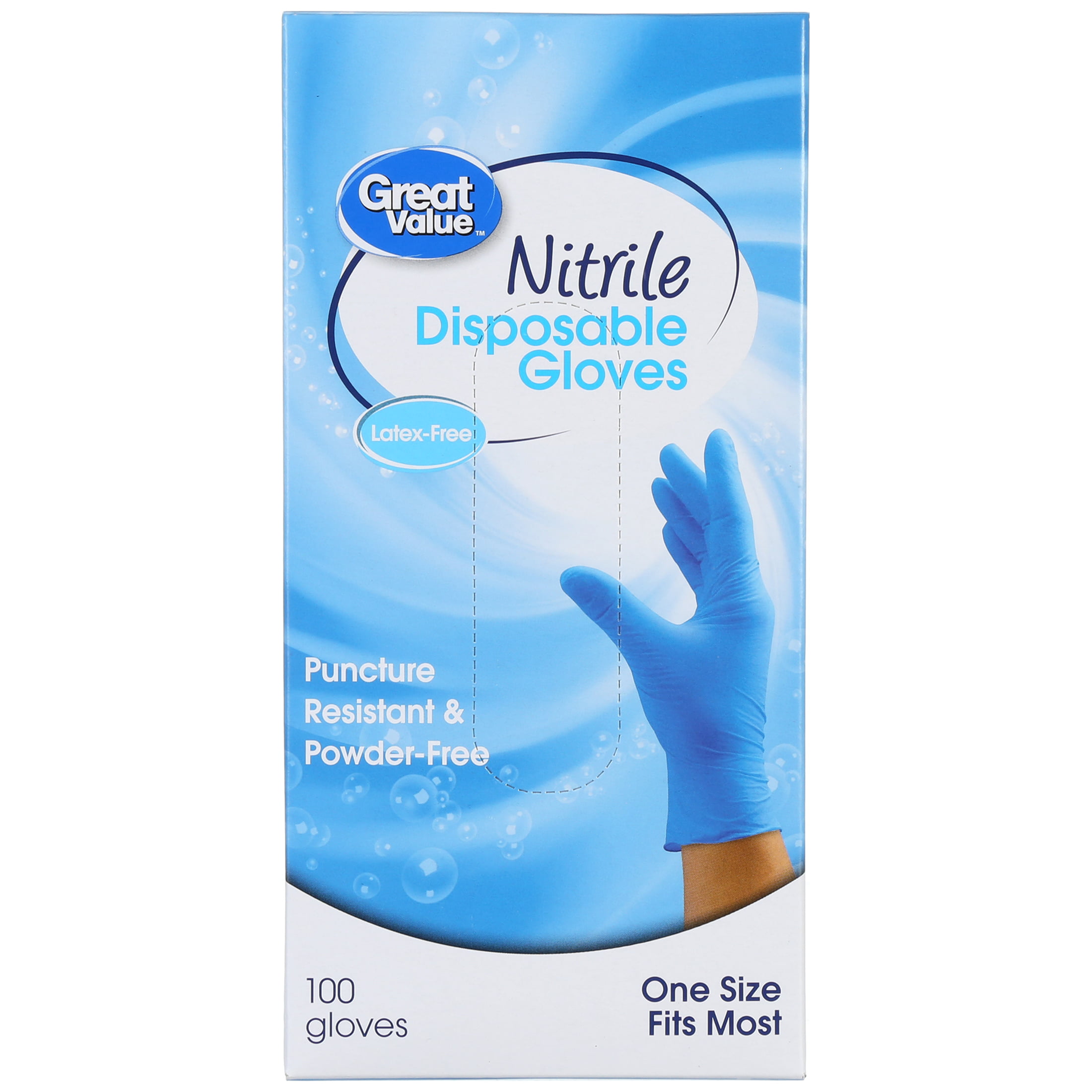 Great Value Disposable Nitrile Gloves, 100 Count